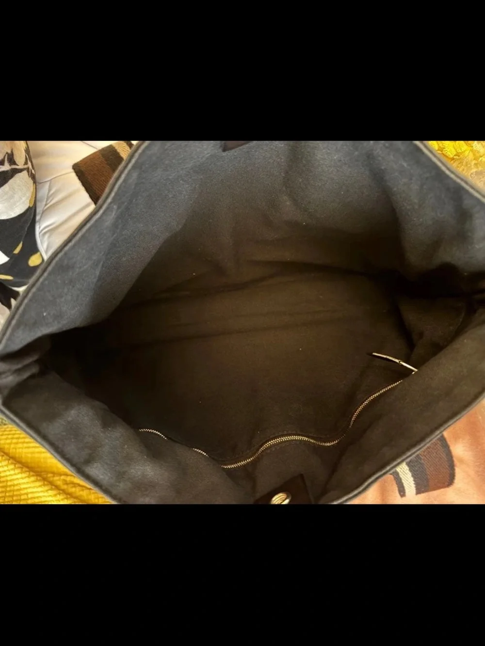 Hermes Black Canvas Messenger Bag with Brown Striped Handles